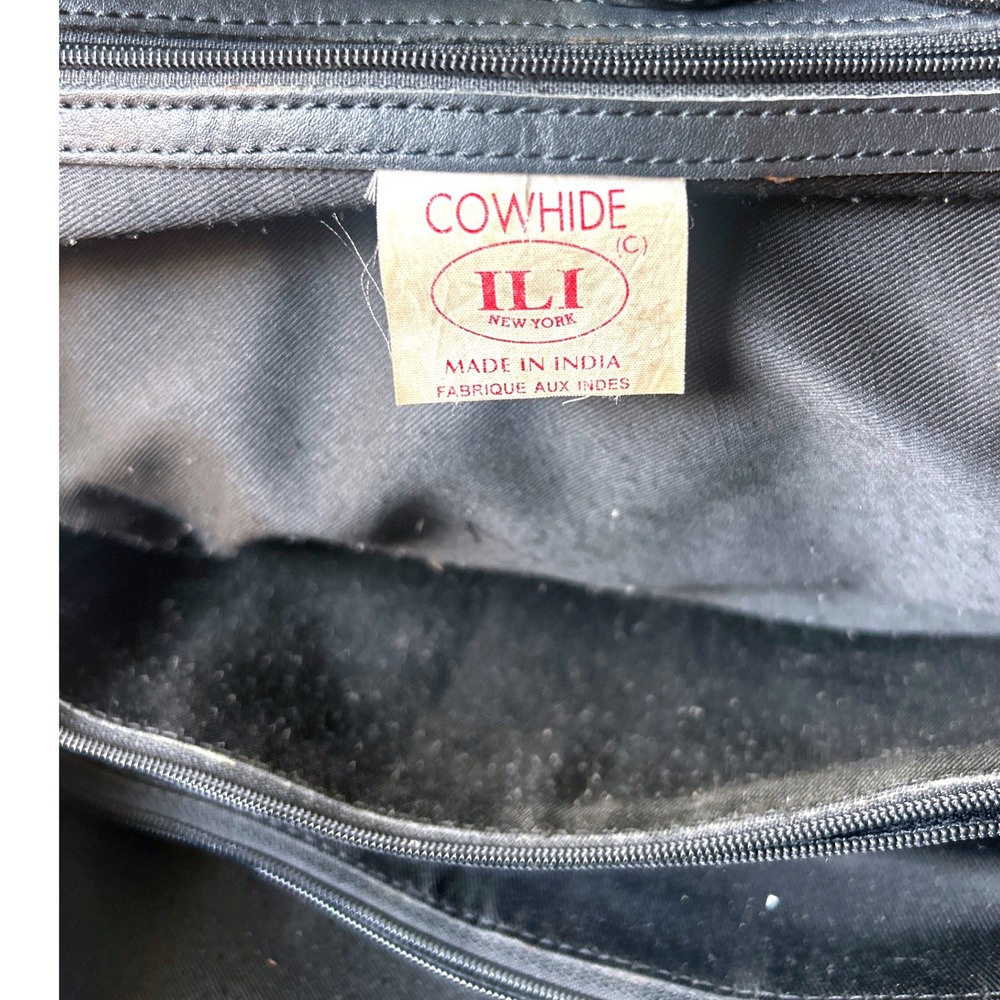 Vintage ILI New York Cowhide Leather Satchel Top Handle Bag Black 13" L X 9" H - Picture 5 of 11